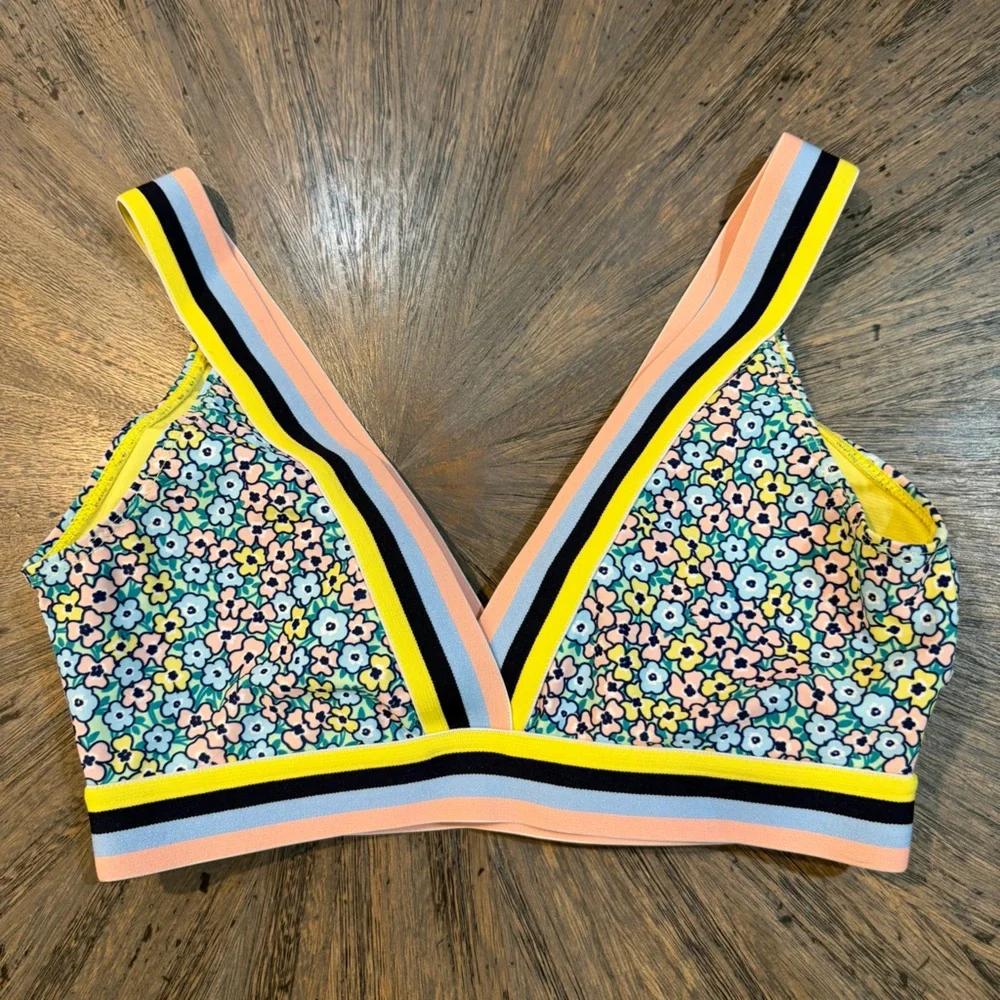 Juicy Couture Floral Bikini Top M‎ Striped Elastic Band